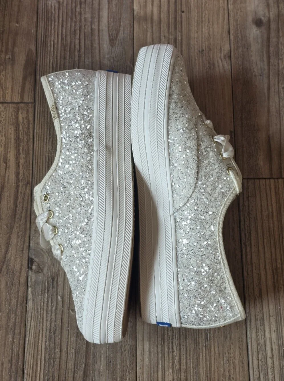 kate spade Glitter Ivory Platform Sneakers